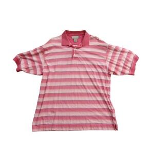 Cutter & Buck Men's XL Pink Blue Stripe Pima Cotton Polo Shirt Short Sleeve